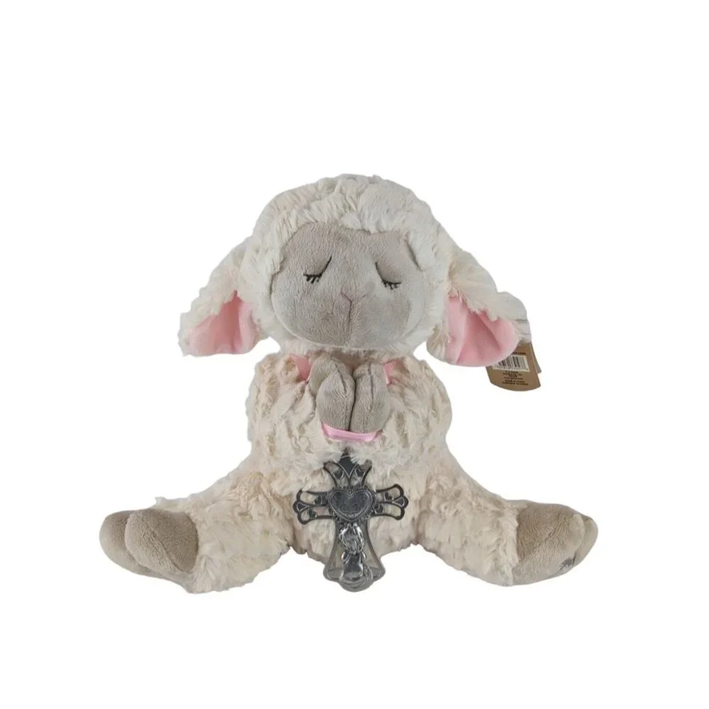Ganz Serenity Lamb w/Crib Cross Jesus Loves Me Plush Stuffed Animal‎ Cream Pink